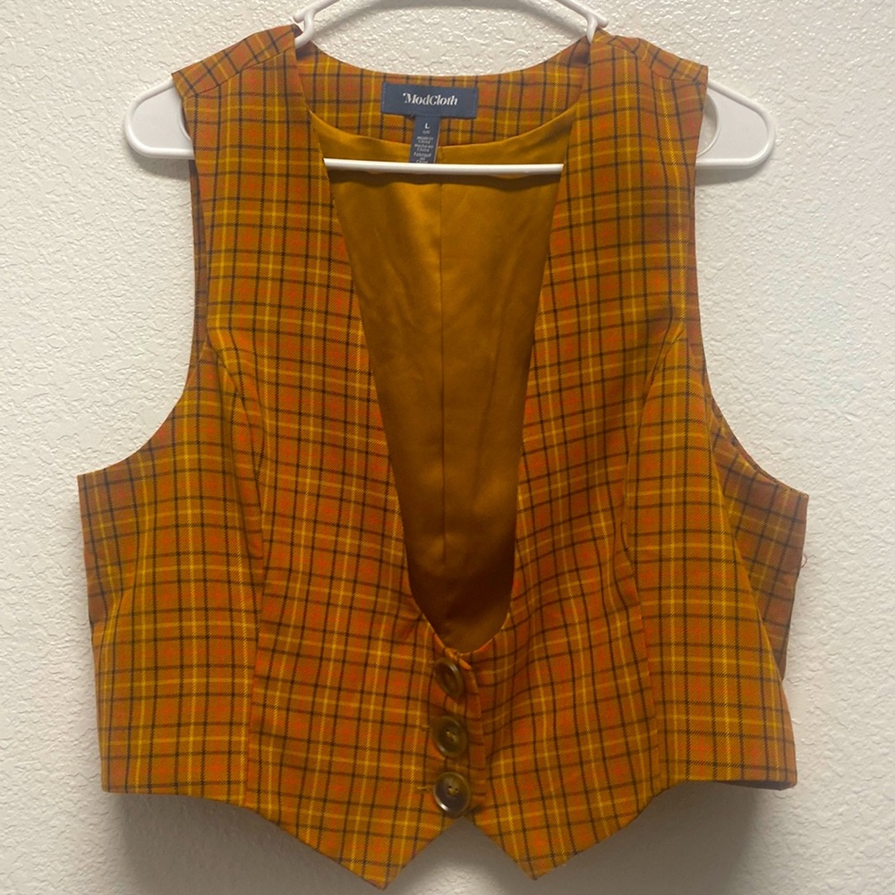 ModCloth Plaid Vest, Size L